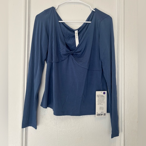 Lululemon Modal-Silk Blend V-Neck Long-Sleeve Pitch Blue XL - Picture 2 of 5